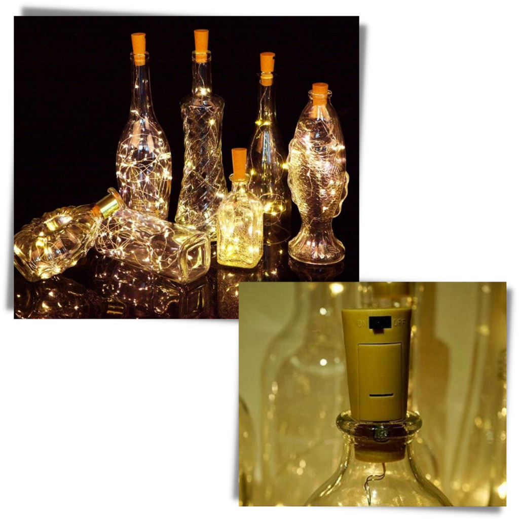 Bottle string LED light with cork (pack of 3) - Ozerty