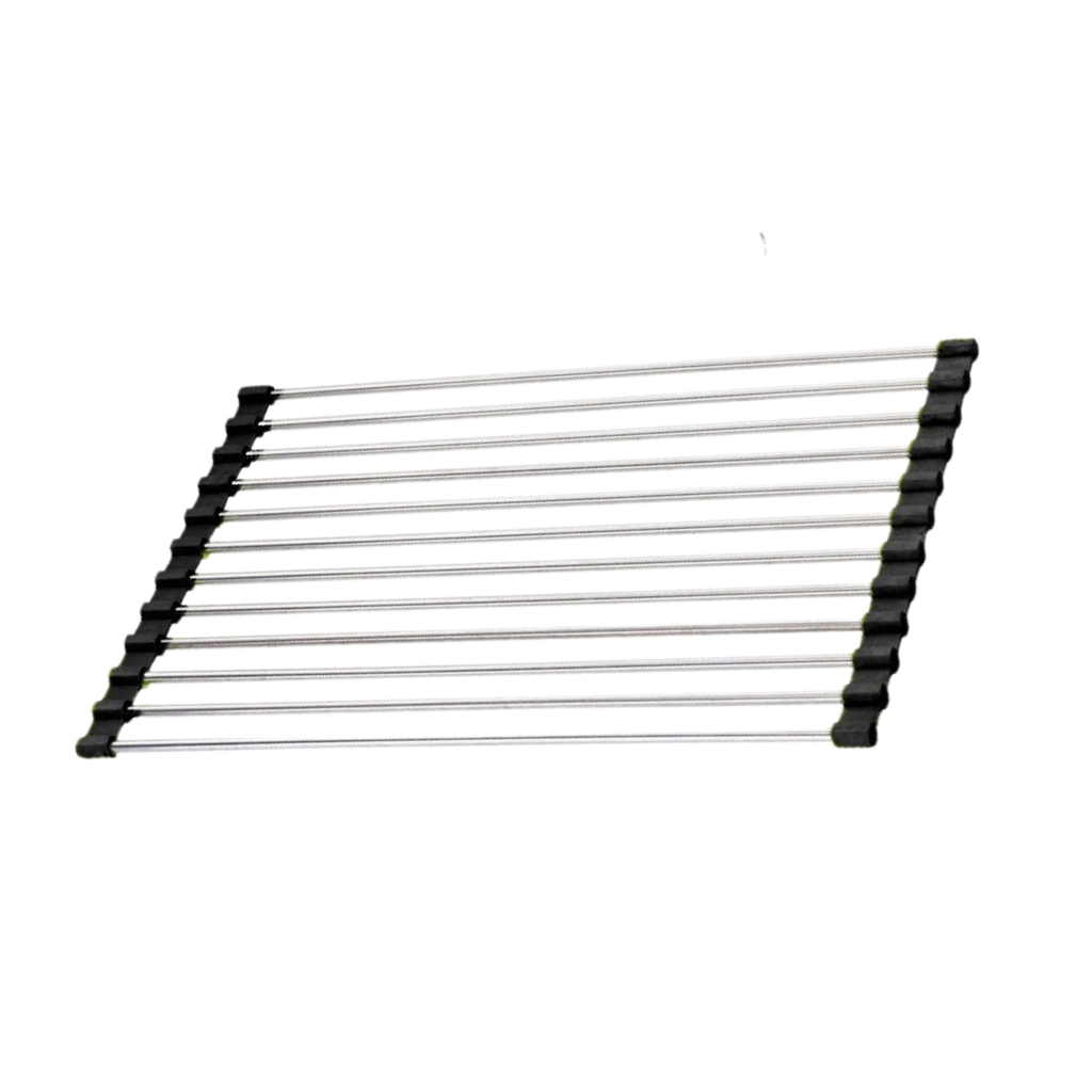 Roll-up stainless steel drainer for dishes and food