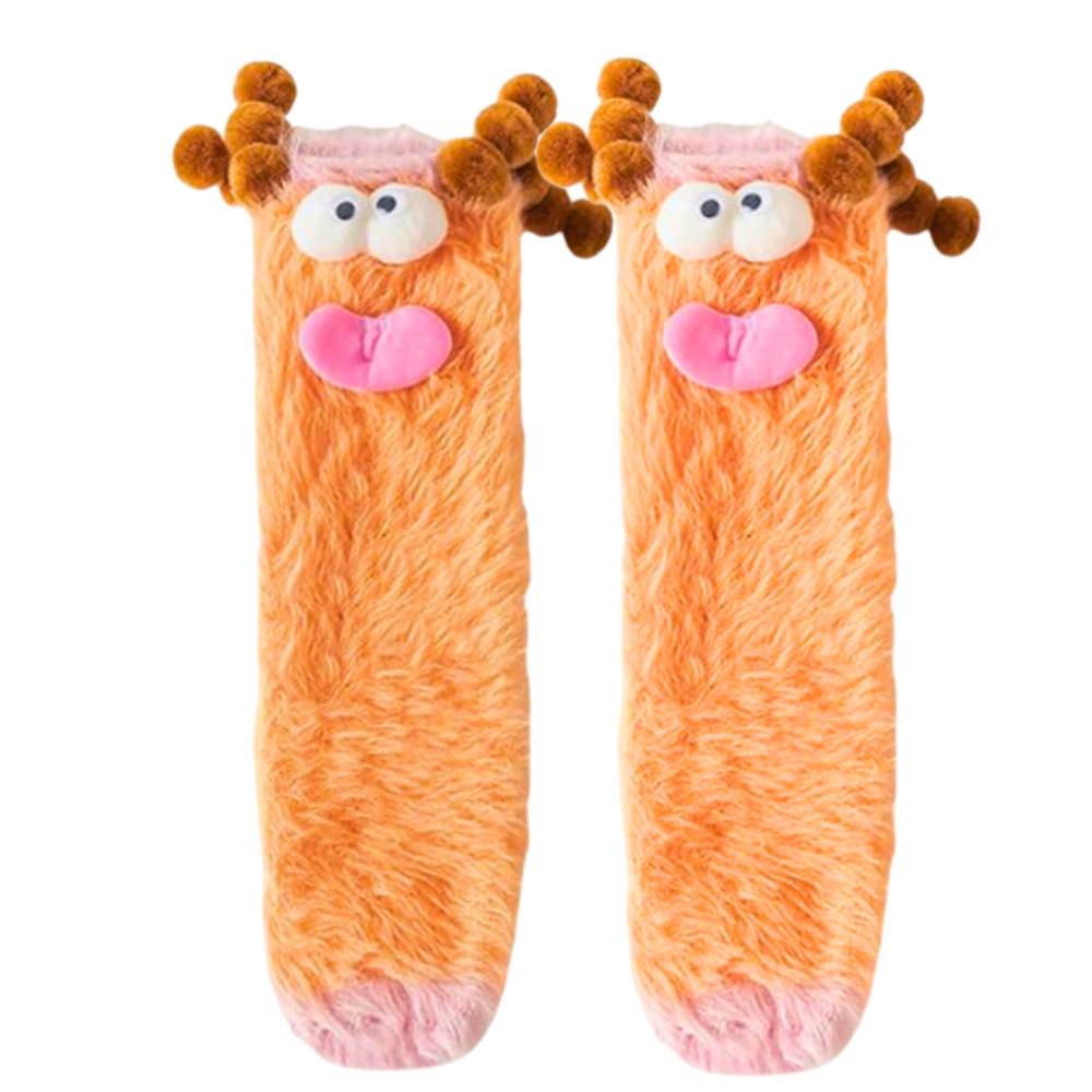 Coral Velvet Funky Socks -Orange - Ozerty