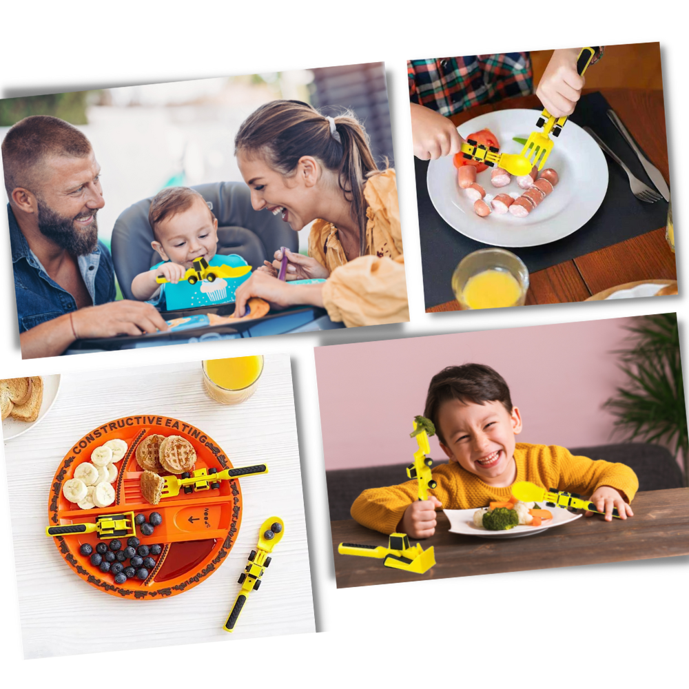 Creative Constructive Eating Plate and Utensils Set - Ozerty