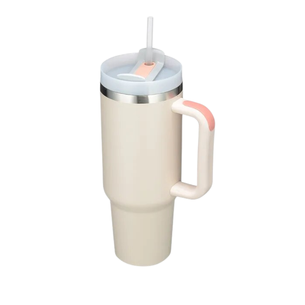 Tumbler Cup Car Large Capacity With Handle -Cream - Ozerty