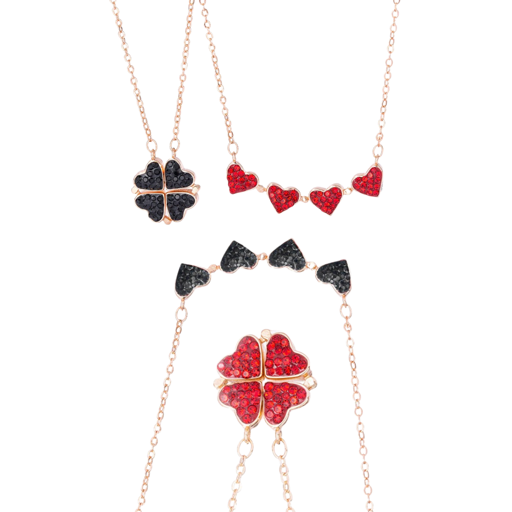 Adjustable 4 Leaf Clover Heart Necklace