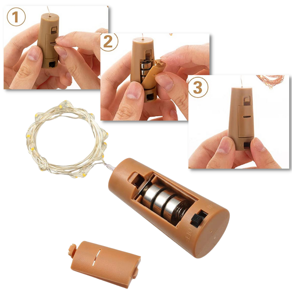Bottle string LED light with cork (pack of 3) - Ozerty